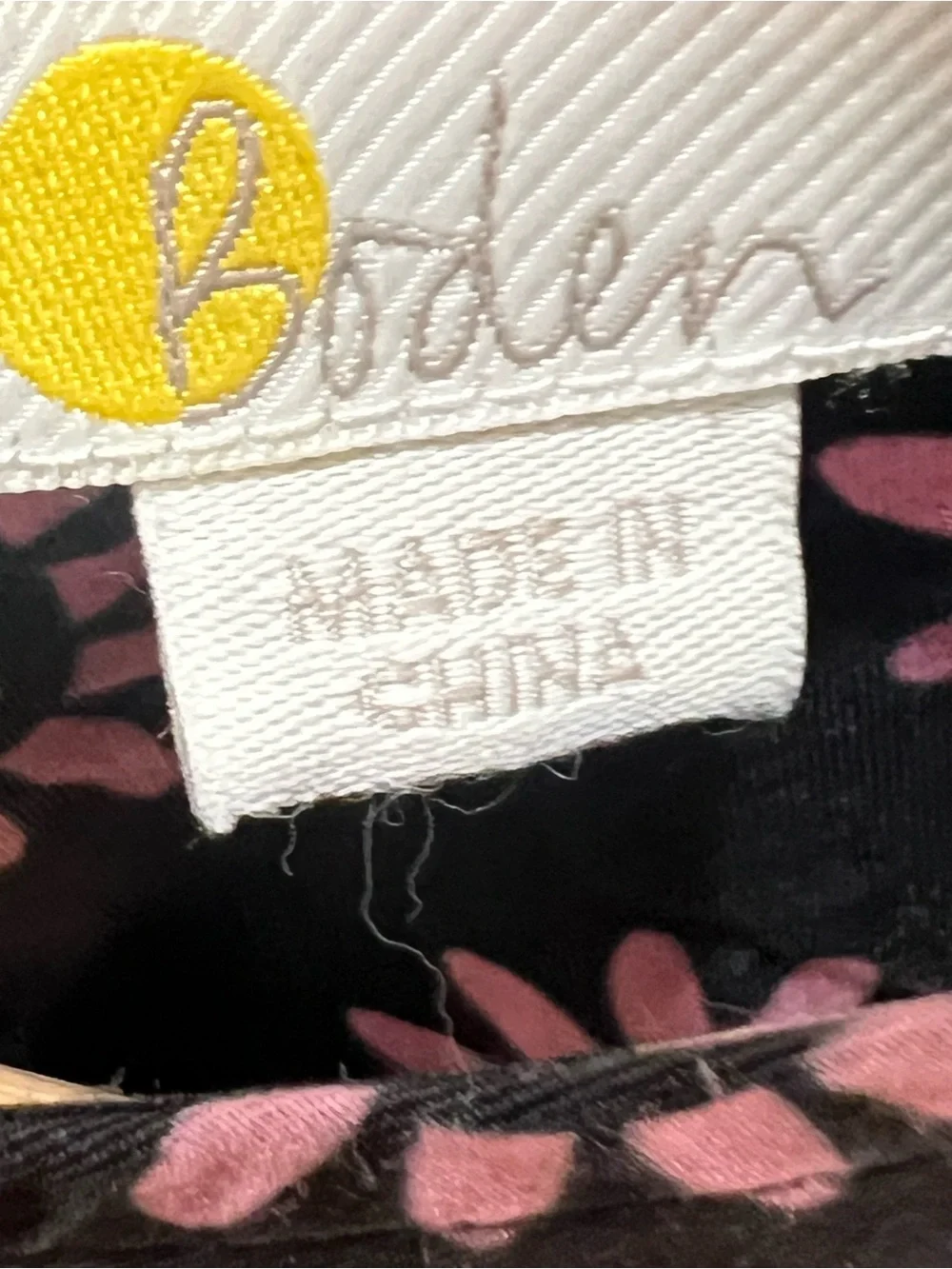 Boden Black Top with Pink and Yellow Daisy Print